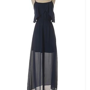 Navy Ruffle Maxi-Dress
